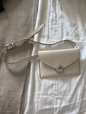 Cream Crossbody Envelope Bag with Silver Hardware